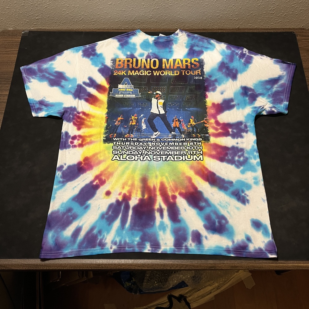 Bruno Mars 24K Magic World Tour Shirt Mens 2XL Tie Dye Aloha Stadium Concert 201